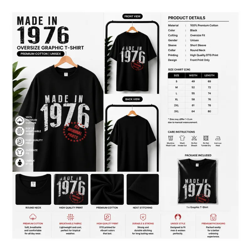 MADE IN 1976 OVERSIZE GRAPHIC T-SHIRT