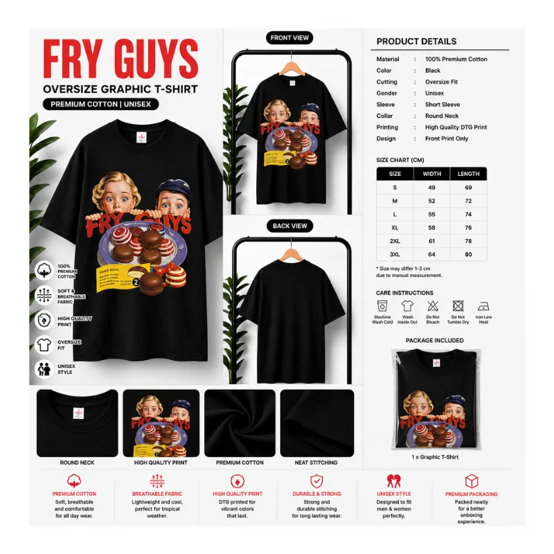 FRY GUYS Oversize Graphic T-Shirt
