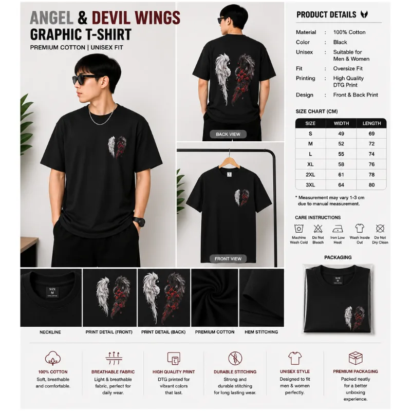Angel & Devil Wings Graphic T-Shirt