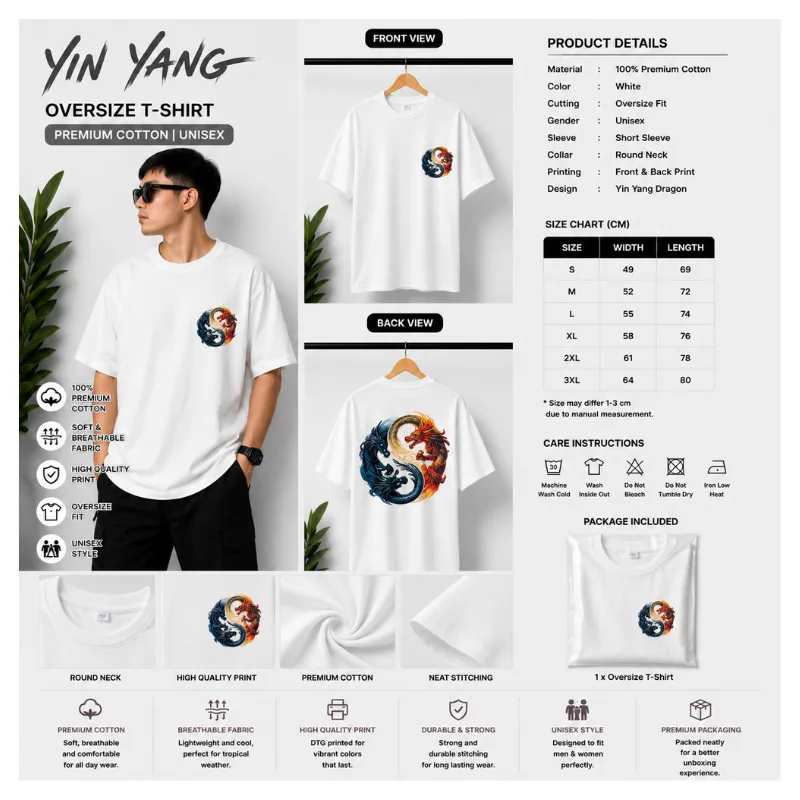 DRAGON YIN YANG Dragon Oversize T-Shirt