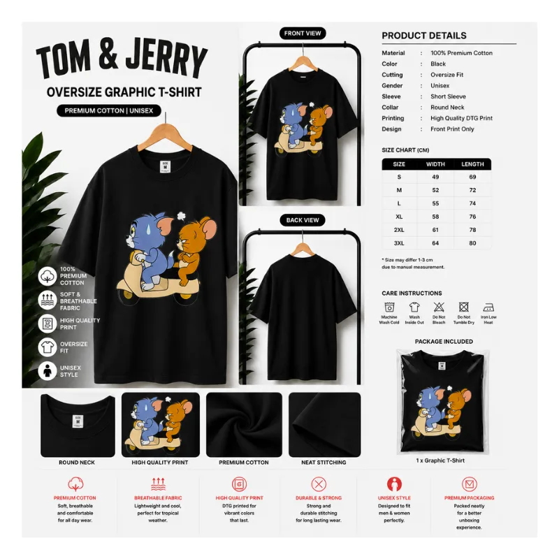 TOM & JERRY SCOOTER GRAPHIC T-SHIRT