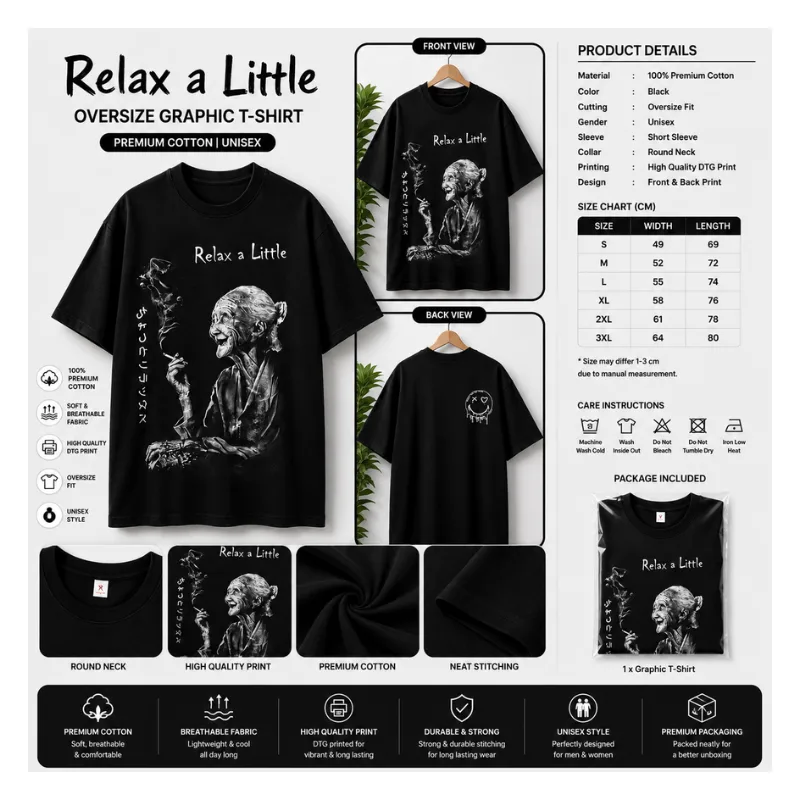 RELAX A LITTLE OVERSIZE GRAPHIC T-SHIRT