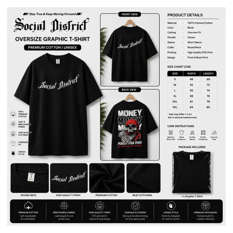 SOCIAL DISTRICT OVERSIZE GRAPHIC T-SHIRT