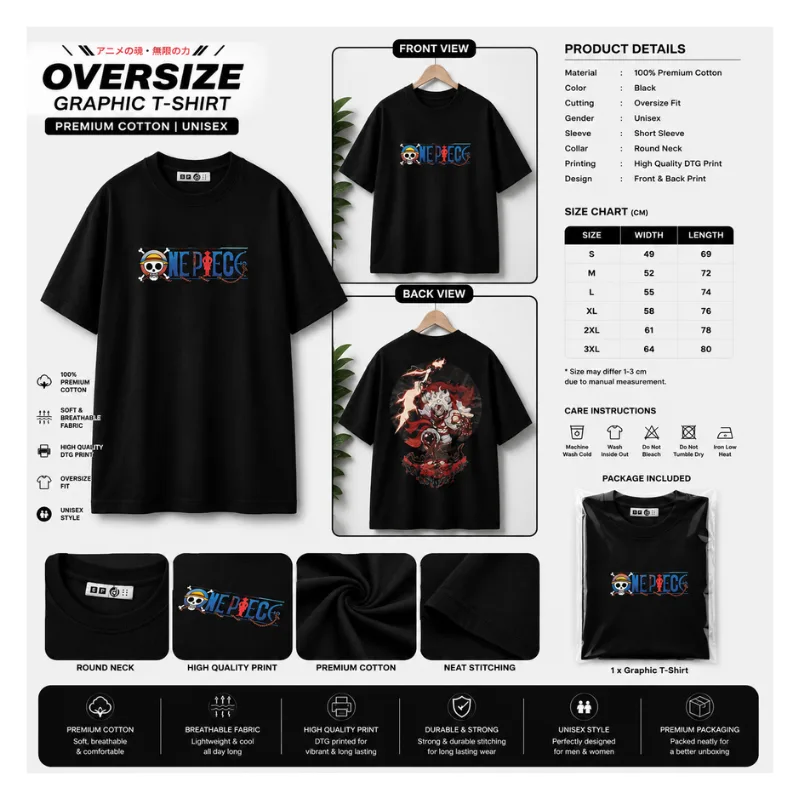 ONE PIECE LUFFY OVERSIZE GRAPHIC T-SHIRT