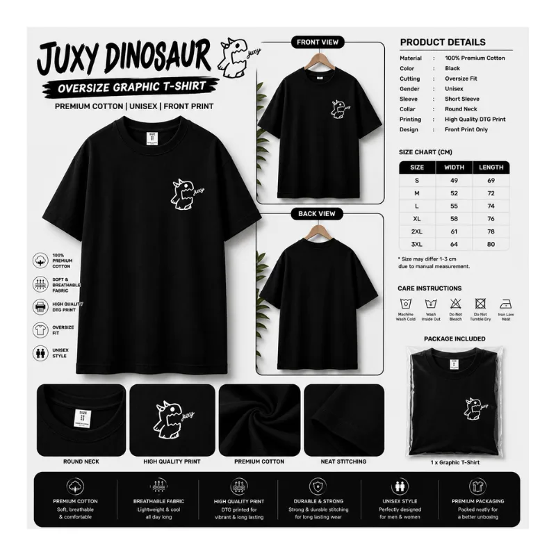JUXY DINOSAUR OVERSIZE GRAPHIC T-SHIRT