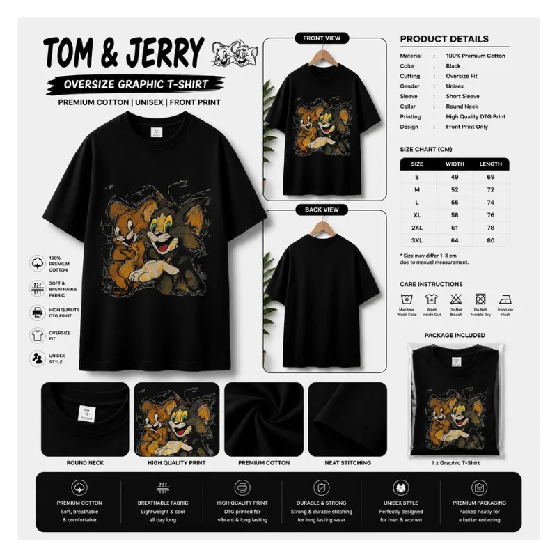 Tom & Jerry Oversize Graphic T-Shirt