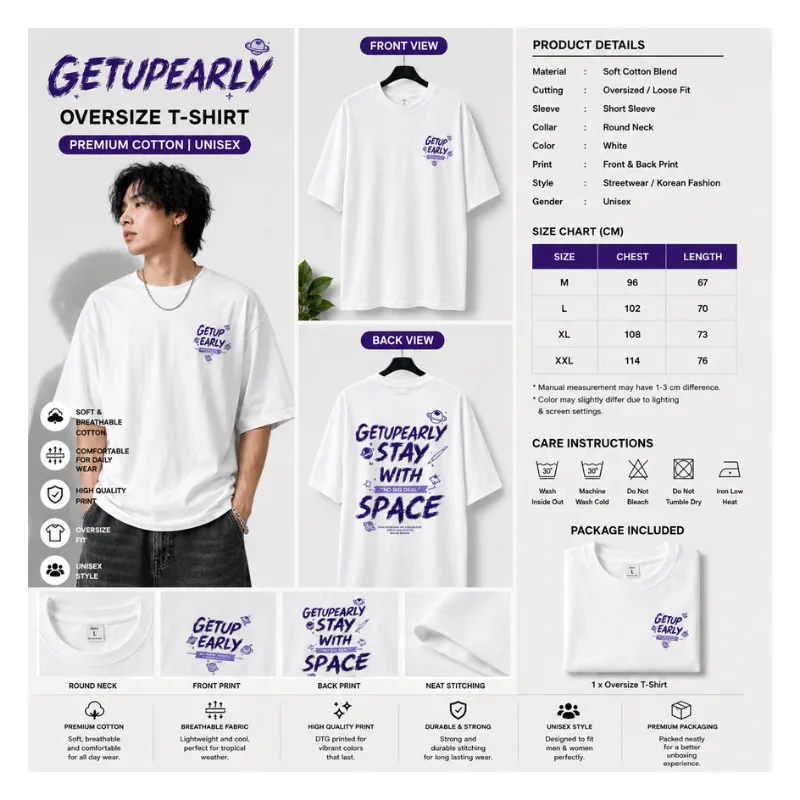 Get Up Early Stay With Space Oversize T-Shirt
