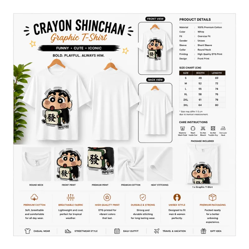 Crayon Shinchan Lucky Mahjong Graphic T-Shirt