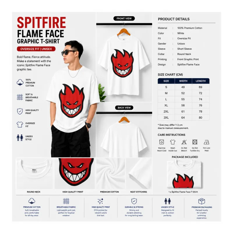 Spitfire Flame Face Graphic T-Shirt