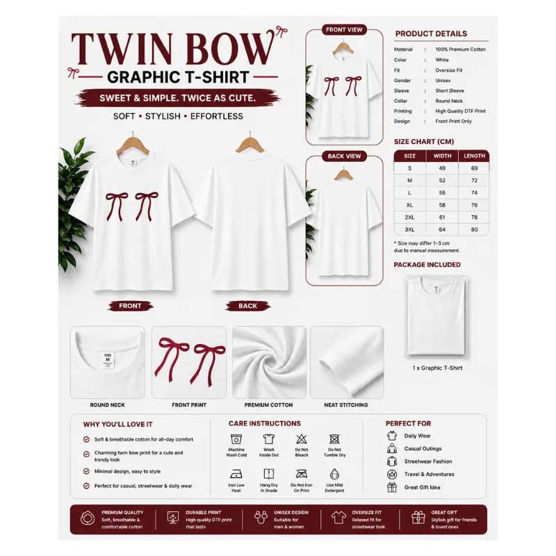 Twin Bow Graphic T-Shirt