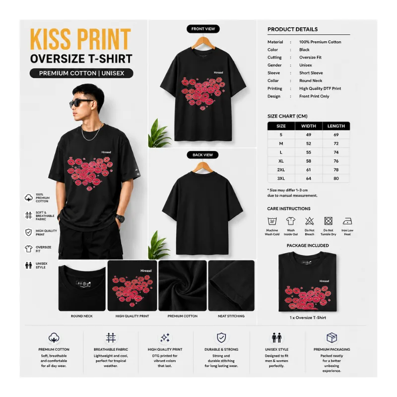 Kiss Print Oversize T-Shirt