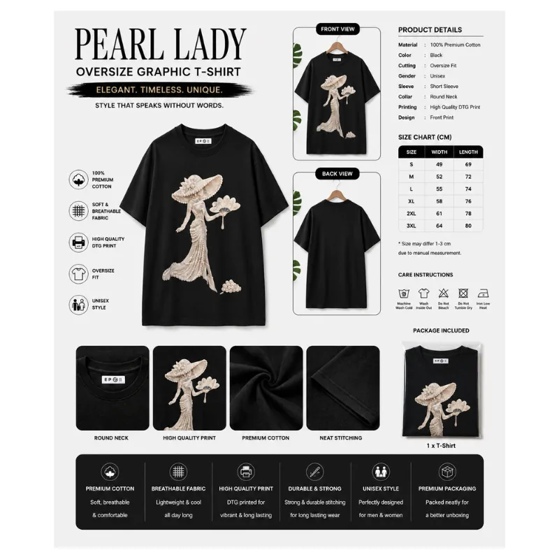 PEARL LADY Oversized Graphic T-Shirt