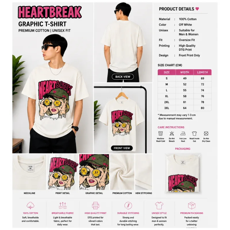HEARTBREAK Graphic Oversize T-Shirt
