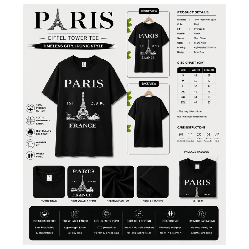 PARIS Eiffel Tower Graphic T-Shirt