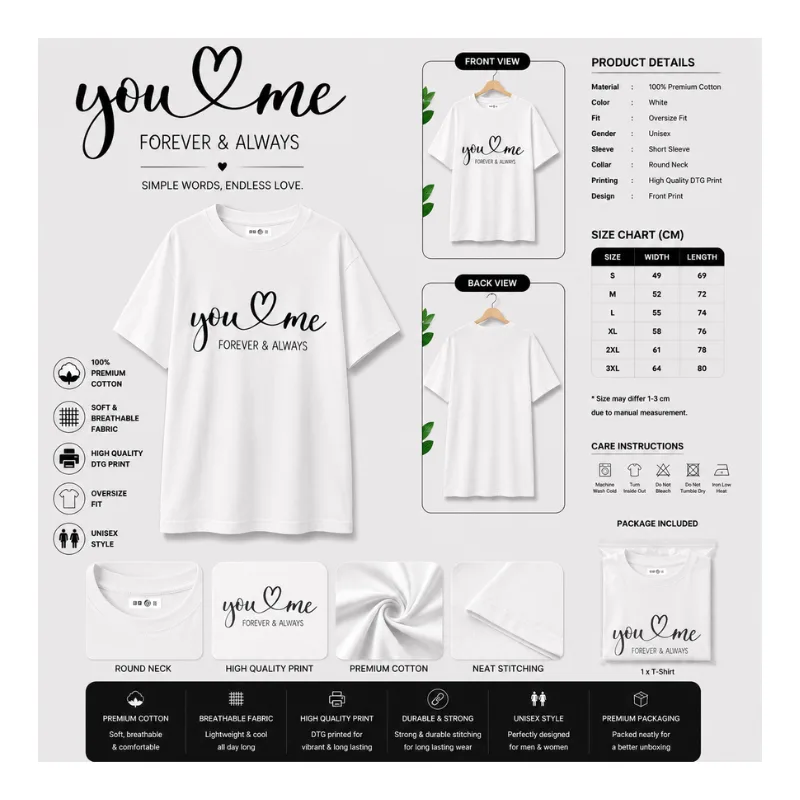 You & Me Forever & Always Oversized T-Shirt
