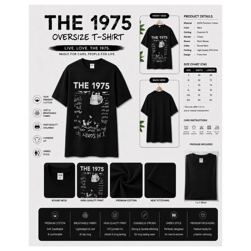 THE 1975 Vintage Graphic Oversize T-Shirt