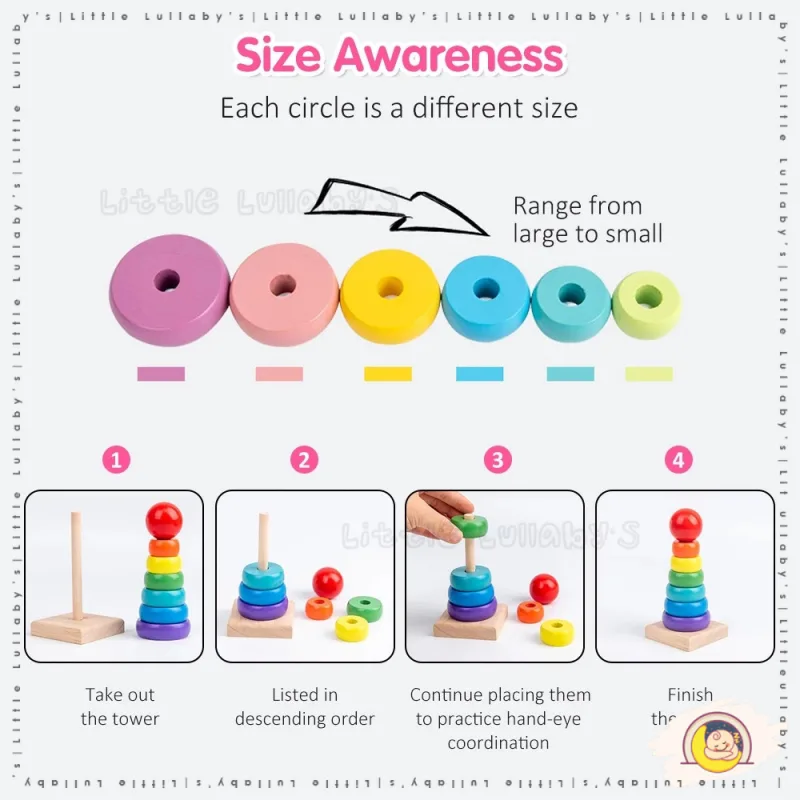 Wooden Toy Tower Baby Building Blocks Safe for Kids Early Learning Montessori Educational Toy thumbnail 5