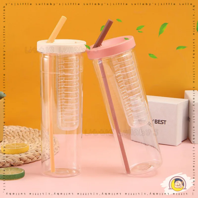 700ML Fruit Infuser Water Bottle with Straw BPA free Outdoor Activities Travel Botol Buah thumbnail 4