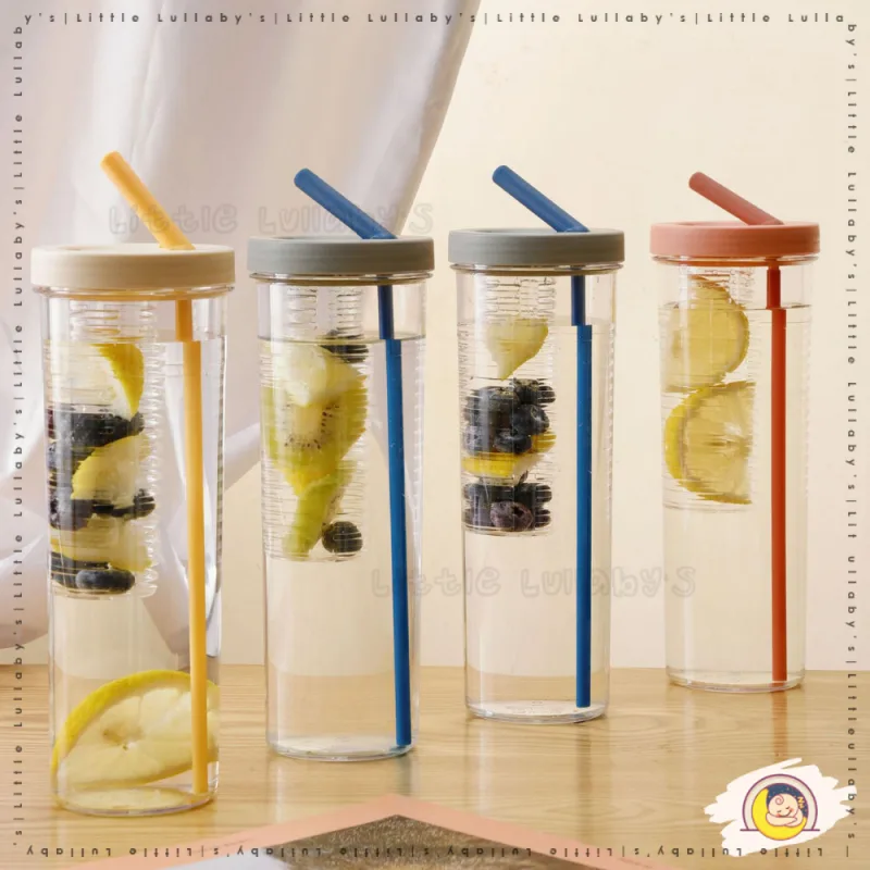 700ML Fruit Infuser Water Bottle with Straw BPA free Outdoor Activities Travel Botol Buah