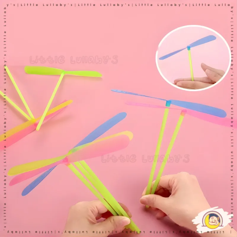 Bamboo Dragonfly Helicopter Toy Mainan Helikopter Buluh Flying Propeller Toy Outdoor Kids