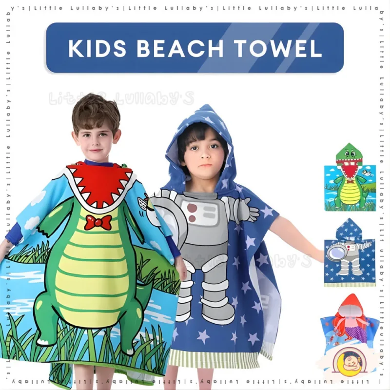 60x120cm Kids Hooded Towel Poncho Tuala Budak Astronaut Space Cotton Beach Pool Bath Boys Girls thumbnail 2
