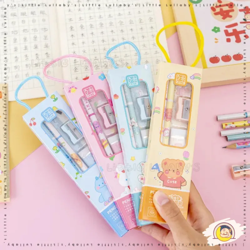 Stationery Gift Set Alat Tulis Pencil Eraser Sharpener Ruler Back To School thumbnail 3