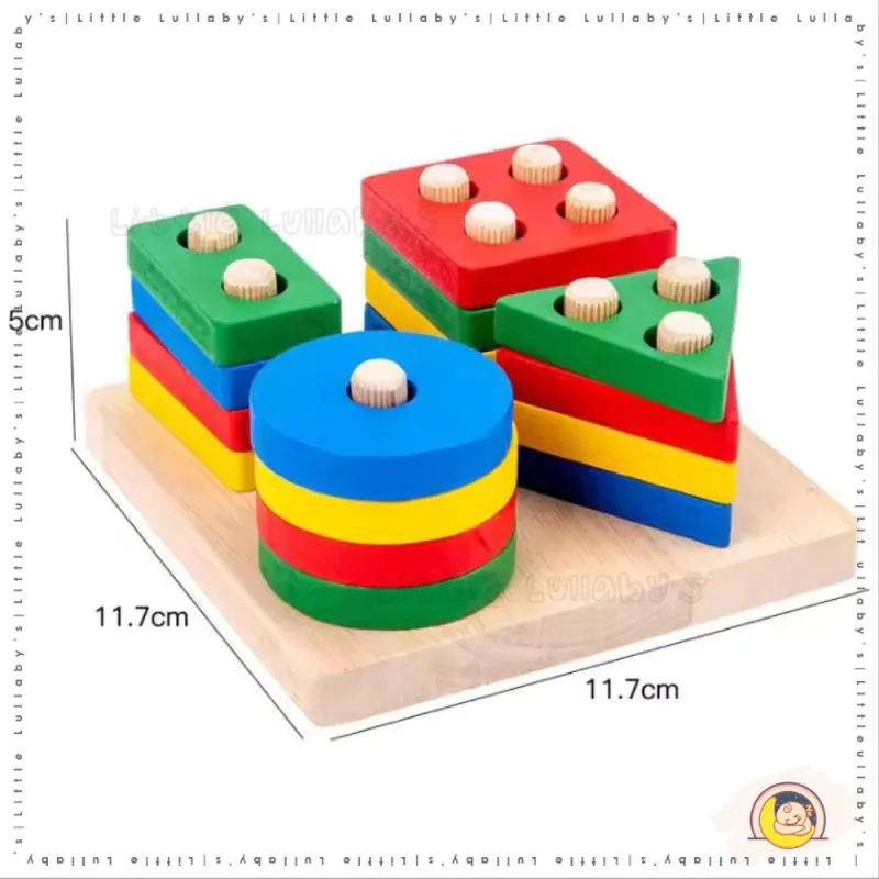 Wooden Toys Geometry Shape Building Blocks Kids Early Learning Montessori Educational Toys thumbnail 4