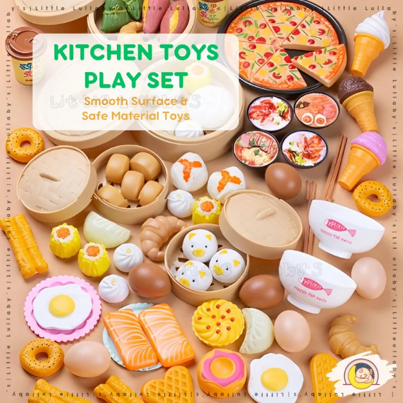 84PCS Kitchen Food Pretend Play Set Dim Sum Pizza Mainan Masak-Masak Educational Toy thumbnail 2