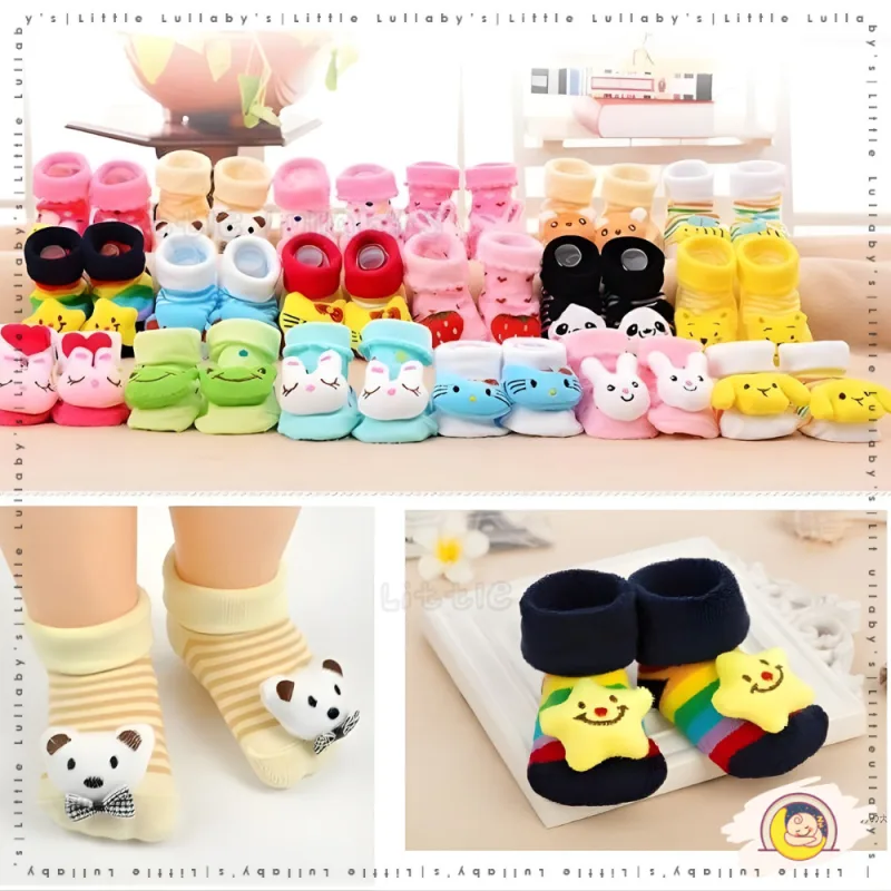 3D Cartoon Baby Socks Stokin Comel dengan Patung Soft Cotton Anti-Slip Floor Socks thumbnail 3