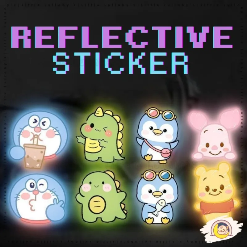 Cartoon Reflective Sticker Pelekat Reflektif Helmet Car Kereta Pelekat Terpantul Motor thumbnail 2