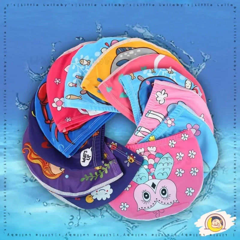 Kids Swim Cap Topi Renang Kanak Cute Play Cartoon Swim Waterproof Mandi Bathing Pool