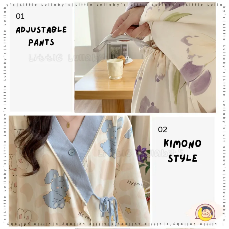 Kimono Maternity Pajamas Pakaian Berpantang Women Soft Mengandung Menyusu Hamil Pregnant thumbnail 3