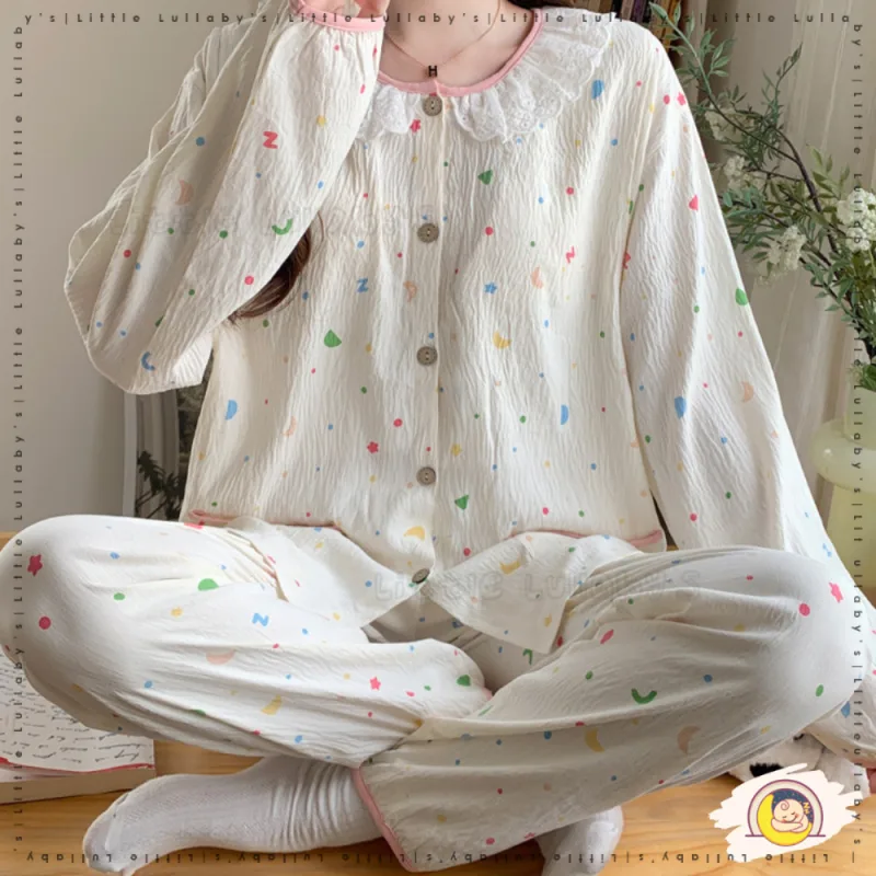 Cotton Maternity Pajamas Pakaian Berpantang Women Girls Soft Shirt Pants Mengandung Menyusu thumbnail 4