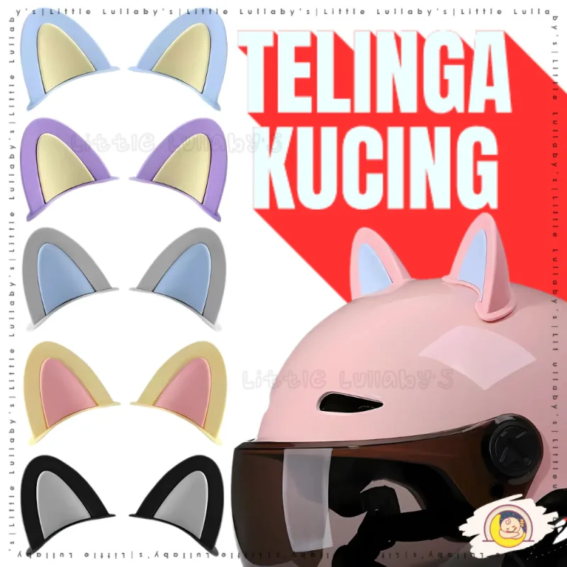 Cute Cat Ears Helmet Accessories Telinga Kucing Helmet Aksesori Motor Dekorasi Topi Keledar thumbnail 3