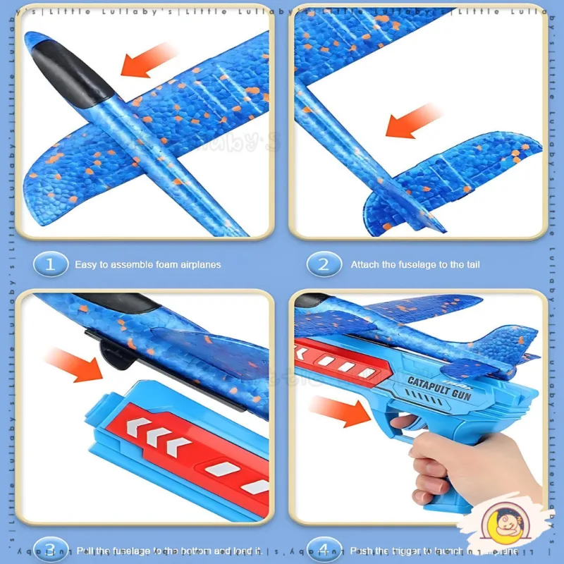 Kids Plane Toy Mainan Pelancar Pesawat Kapal Terbang Launcher Toy Gift Outdoor Flying Plane thumbnail 3