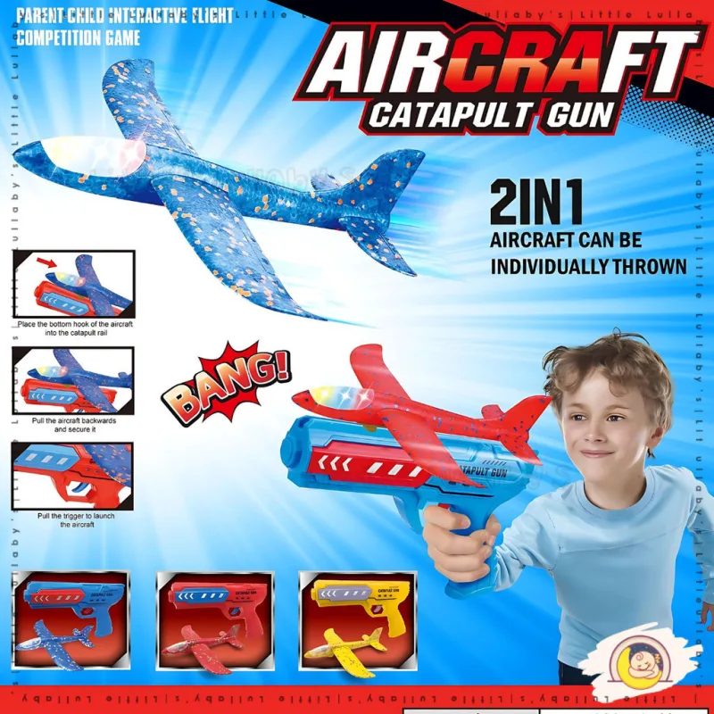 Kids Plane Toy Mainan Pelancar Pesawat Kapal Terbang Launcher Toy Gift Outdoor Flying Plane thumbnail 2