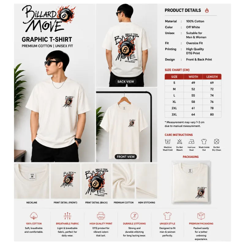 Billard Move Graphic Oversize T-Shirt