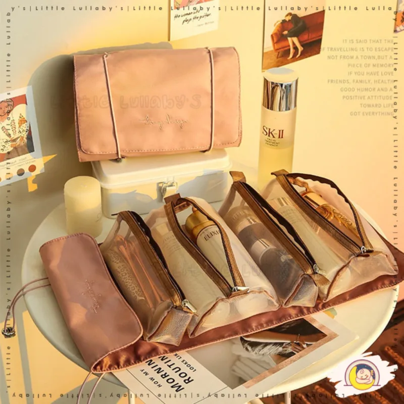 4 IN 1 Travel Makeup Storage Bag Portable Cosmetic Organizer Beg Luggage Travel Pouch Mesh