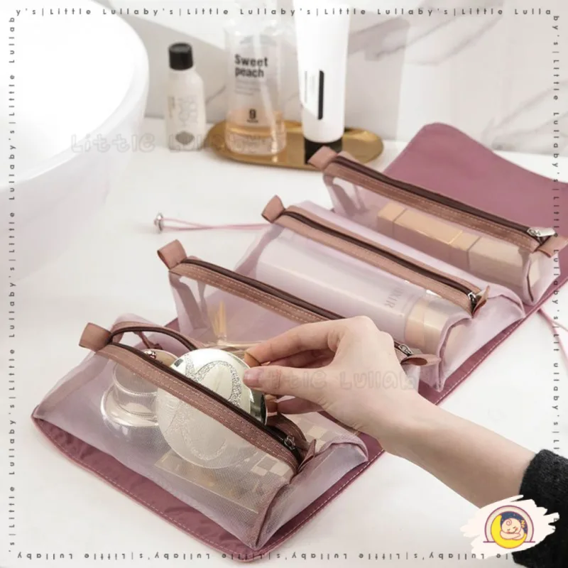 4 IN 1 Travel Makeup Storage Bag Portable Cosmetic Organizer Beg Luggage Travel Pouch Mesh thumbnail 5