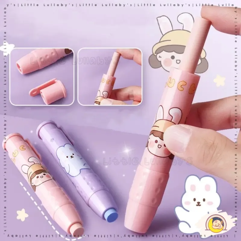 Pen Eraser Pen Pemadam Cute Cartoon Pencil Replaceable School student rubber Work Office Stationary Correction thumbnail 2