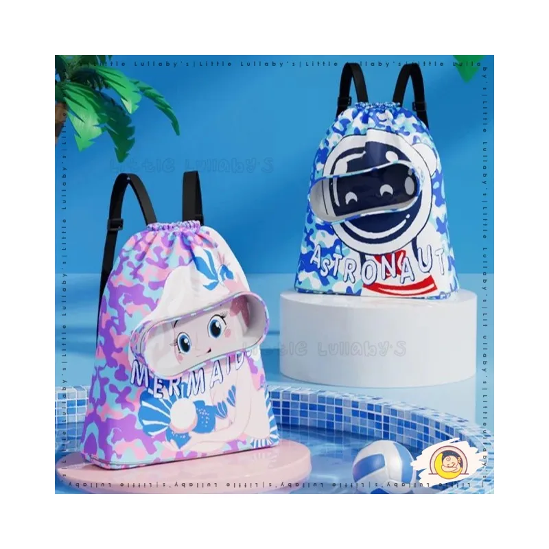 Kids Cute Cartoon Swim Bag Beach Bag Pool Swim Drawstring Backpack Waterproof Beg Kalis Air Budak thumbnail 2