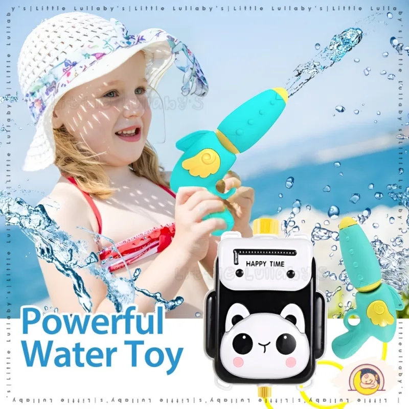 Kids Outdoor Games High Pressure Cartoon Water Spray Gun Shooting Backpack Permainan Kanak Bag Pistol Air thumbnail 3