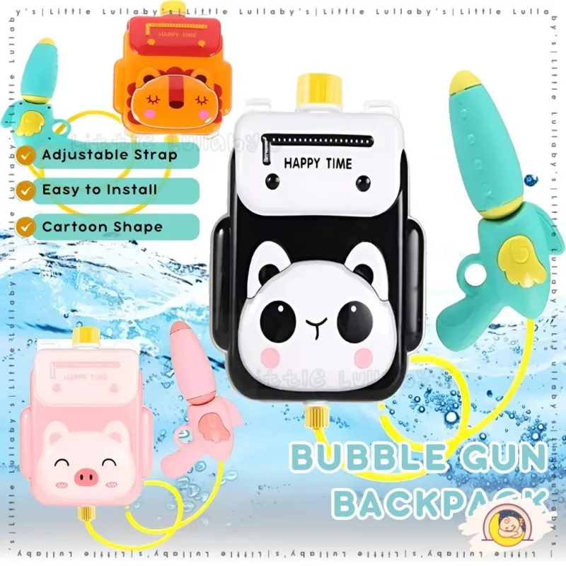 Kids Outdoor Games High Pressure Cartoon Water Spray Gun Shooting Backpack Permainan Kanak Bag Pistol Air