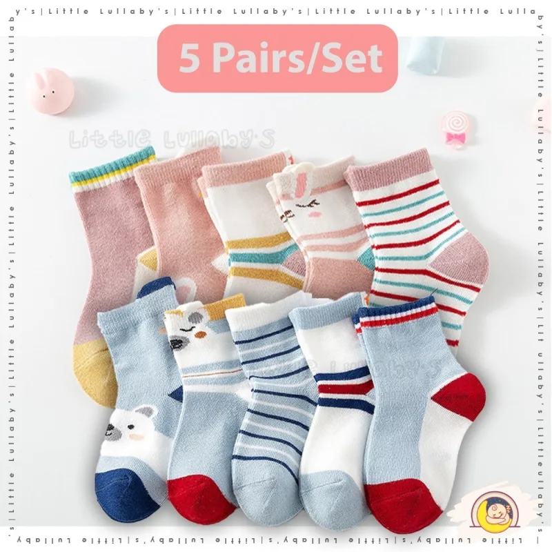 [5 Pairs] Kids Socks OOTD Baby Boy Stockin Budak Baby Casual Cute Cotton Sarung Kaki thumbnail 2
