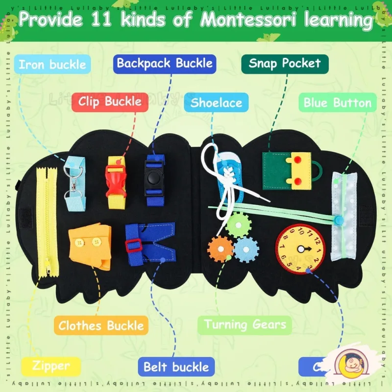 Busy Board Montessori Papan Belajar Early Education Sensory Motor Skill Toys Children Felt Budak thumbnail 4