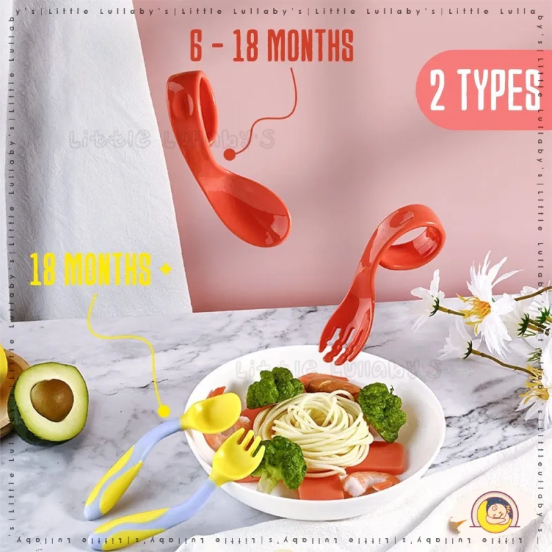 Bend Spoon Training Spoon Fork Set Safety Infant Feeding Toddler Twist Garpu Sudu Latihan thumbnail 2