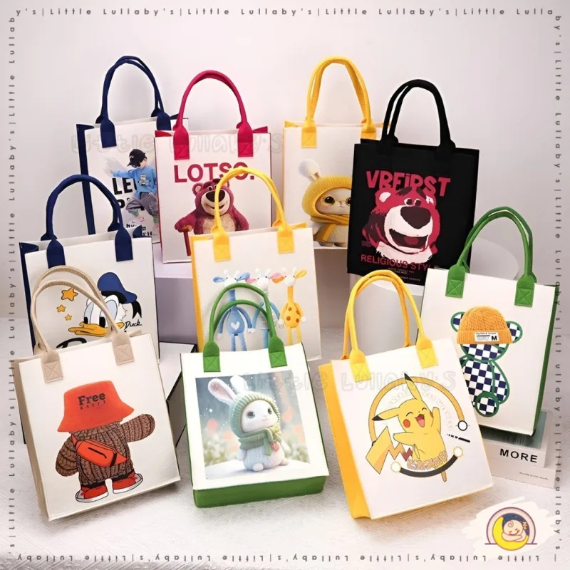 Cartoon Felt Bag Pattern Mummy Gift Portable Storage Pamper Diaper Travel Beg Kain Felt Corak Kartun thumbnail 2