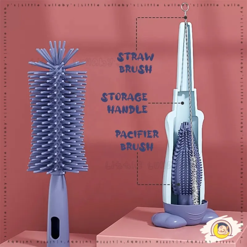 [3 in 1] Silicone Bottle Brush Cartoon Baby Soft Milk Cleaning Pacifier Straw [3 Dalam 1] Berus Botol Susu thumbnail 5