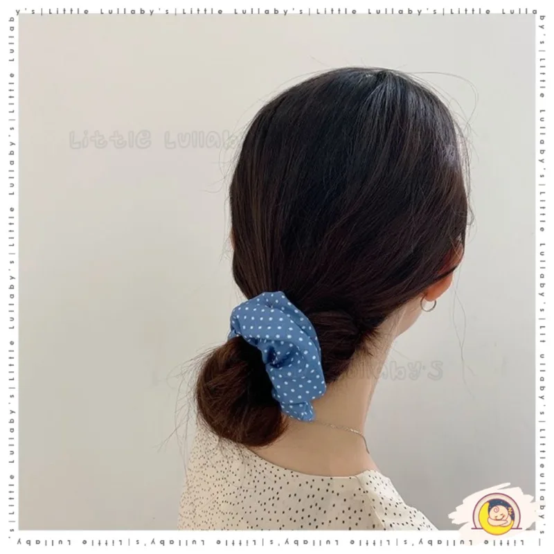 Blue Hair Tie Scrunchies Gelang Rambut Fashion Hair Accessory Stylish Elastic Pita Rambut Aksesori Rambut thumbnail 4