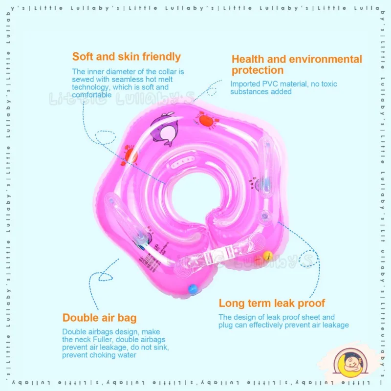 Baby Neck Float Pelampung Leher PVC Inflatable Swimming Neck Ring Newborn Adjustable thumbnail 3